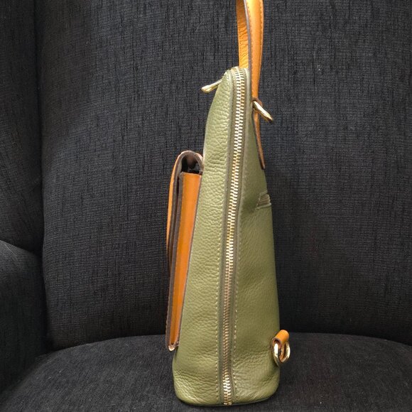 Divina Firenze Olive Green and Tan Leather Backpack